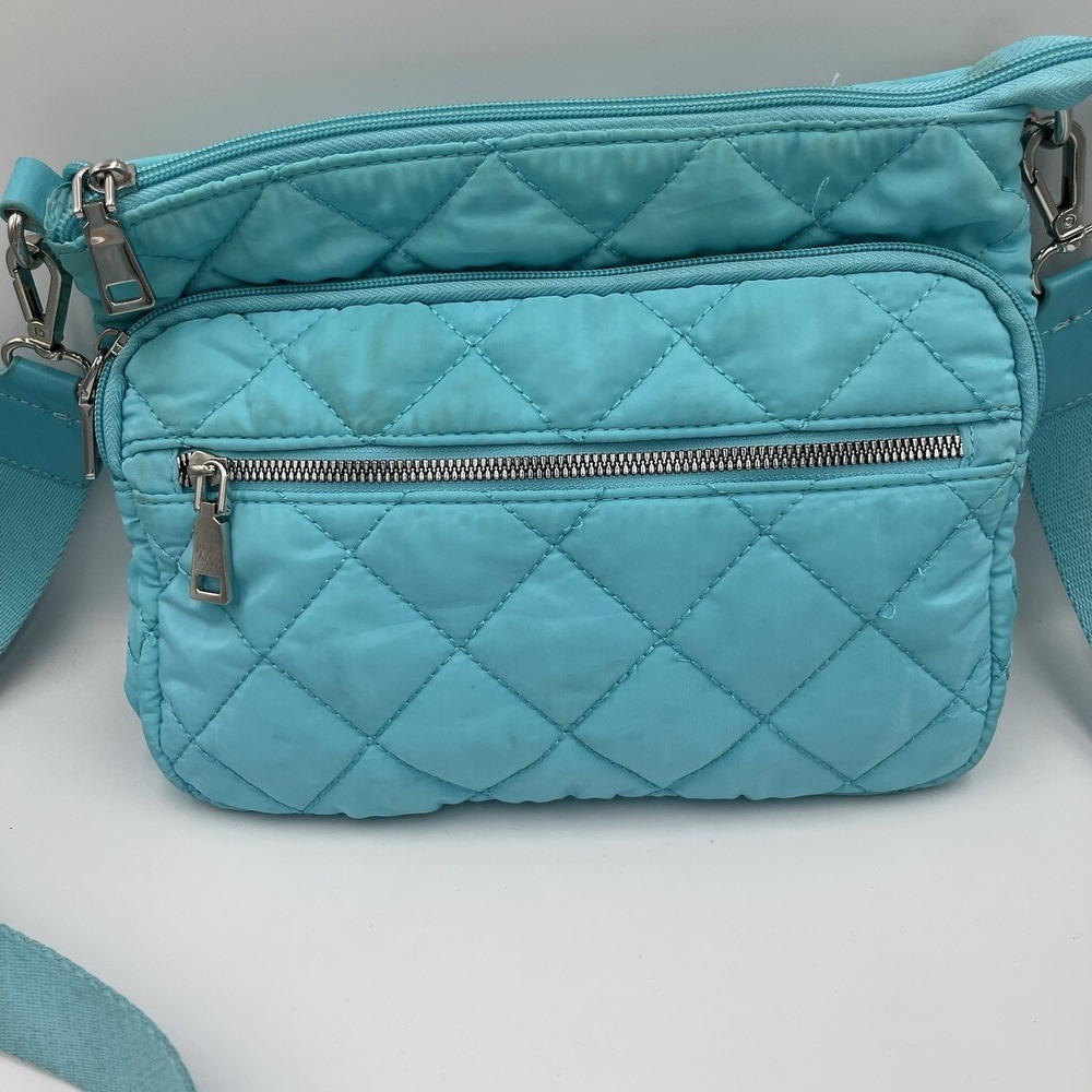 I.N.C. INTERNATIONAL CONCEPTS Margeauxx Quilted Crossbody Aqua Blue Summer Vacay - Picture 2 of 12